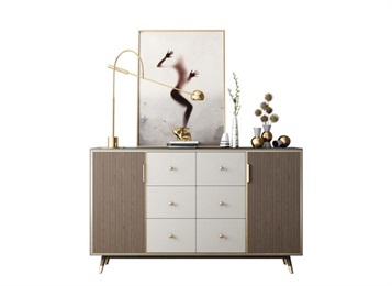 北歐現(xiàn)代簡約餐廳實木備餐柜儲物定制