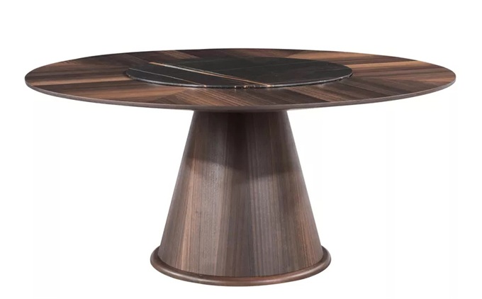 酒店會(huì)所現(xiàn)代中式胡桃木餐桌家具定制